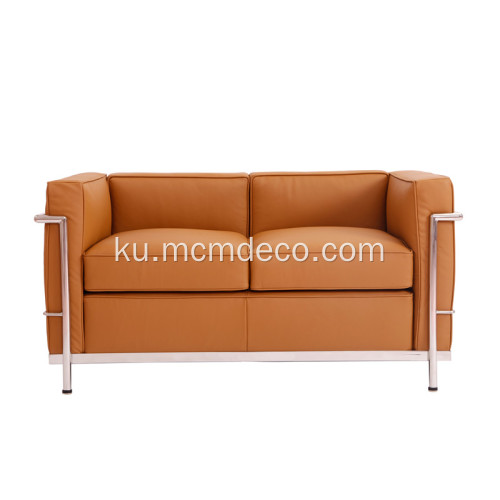 Çermê Qehweyî Le Corbusier LC2 2 Sofa Kursiyê